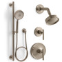 Kohler Purist Pressure Balanced Shower System with Shower Head, Hand Shower, Valve Trim, and Shower Arm 2.5gpm - Vibrant Brushed Bronze