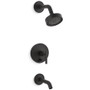 Kohler Purist Tub and Shower Trim Package with 2.5 GPM Single Function Shower Head with Rite-Temp Technology - Matte Black