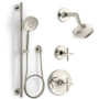 Kohler Purist Pressure Balanced Shower System with Shower Head, Hand Shower, Valve Trim, and Shower Arm 2.5 gpm - Vibrant Polished Nickel