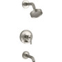 Kohler Purist Tub and Shower Trim Package with 1.75 GPM Single Function Shower Head with Rite-Temp Technology - Brushed Nickel