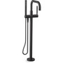 Kohler Purist Floor Mounted Tub Filler with Built-In Diverter - Includes Hand Shower 1.75gpm - Matte Black 