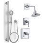 Kohler Pinstripe Pressure Balanced Shower System with Shower Head, Hand Shower, Valve Trim, and Shower Arm 2gpm - Polished Chrome 