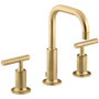 Kohler Purist 1.2 GPM Widespread Bathroom Faucet with Pop-Up Drain Assembly 1.2 gpm - Vibrant Brushed Moderne Brass  