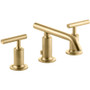 Kohler Purist 1.2 GPM Widespread Bathroom Faucet with Pop-Up Drain Assembly - Vibrant Brushed Moderne Brass 
