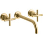 Kohler Purist 1.2 GPM Wall Mounted Widespread Bathroom Faucet - Vibrant Brushed Moderne Brass 