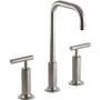 Kohler Purist 1.2 GPM Widespread Bathroom Faucet with Pop-Up Drain Assembly Lever Handle -  Brushed Nickel