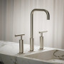 Kohler Purist 1.2 GPM Widespread Bathroom Faucet with Pop-Up Drain Assembly Lever Handle -  Brushed Nickel