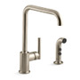 Kohler Purist 1.5 GPM Widespread Kitchen Faucet - Includes Side Spray - Vibrant Brushed Bronze 