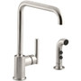 Kohler Purist 1.5 GPM Widespread Kitchen Faucet - Includes Side Spray - Vibrant Stainless 
