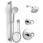 Kohler Moxie Pressure Balanced Shower System with Shower Head, Hand Shower, Slide Bar, Shower Arm, Hose, Valve Trim, and Rough-in 2.5gpm - Polished Chrome - KSS-Moxie-Components-9-SHHS-CP