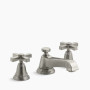 KOHLER Pinstripe® Pure Widespread bathroom sink faucet with Cross handles, 1.2 gpm - Vibrant Brushed Nickel