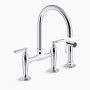 KOHLER Edalyn™ by Studio McGee Two-hole bridge kitchen sink faucet with side 1.5 gpm sprayer - Polished Chrome