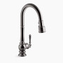 KOHLER Artifacts® Pull-down kitchen sink faucet with three-function sprayhead 1.5 gpm - Vibrant Titanium