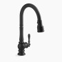 KOHLER Artifacts® Pull-down kitchen sink faucet with three-function sprayhead 1.5 gpm - Matte Black