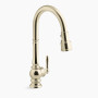 KOHLER Artifacts® Touchless pull-down kitchen sink faucet with three-function sprayhead 1.5 gpm - Vibrant French Gold