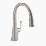 KOHLER Graze® Pull-down kitchen sink faucet with three-function sprayhead 1.5 gpm  - Vibrant Stainless
