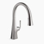 KOHLER Graze® Pull-down kitchen sink faucet with three-function sprayhead 1.5 gpm  - Vibrant Titanium