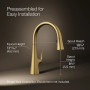 KOHLER Graze® Pull-down kitchen sink faucet with three-function sprayhead 1.5 gpm  - Vibrant Brushed Moderne Brass