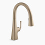 KOHLER Graze® Pull-down kitchen sink faucet with three-function sprayhead 1.5 gpm  - Vibrant Brushed Bronze 