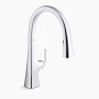 KOHLER Graze® Touchless pull-down kitchen sink faucet with three-function sprayhead 1.5gpm - Polished Chrome