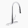 KOHLER Simplice® Pull-down kitchen sink faucet with three-function sprayhead 1.5 gpm - Polished Chrome