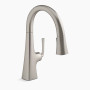 KOHLER Graze® Pull-down kitchen sink faucet with three-function sprayhead 1.5 gpm - Vibrant Stainless