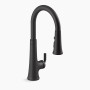 KOHLER Tone® Touchless pull-down kitchen sink faucet with KOHLER® Konnect™ and three-function sprayhead 1.5 gpm - Matte Black