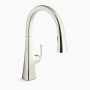 KOHLER Graze® Touchless pull-down kitchen sink faucet with KOHLER® Konnect™ and three-function sprayhead 1.5gpm - Vibrant Polished Nickel