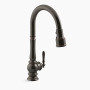 KOHLER Artifacts® Touchless pull-down kitchen sink faucet with KOHLER® Konnect™ and three-function sprayhead 1.5 gpm - Oil-Rubbed Bronze