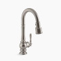 KOHLER Artifacts® Pull-down kitchen sink faucet with three-function sprayhead 1.5gpm - Vibrant Stainless