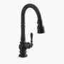 KOHLER Artifacts® Pull-down kitchen sink faucet with three-function sprayhead 1.5gpm - Matte Black