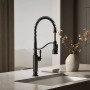 KOHLER Tournant® Semi-professional kitchen sink faucet with three-function sprayhead 1.5 gpm - Matte Black