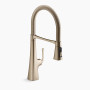 KOHLER Graze® Semi-professional kitchen sink faucet with three-function sprayhead 1.5gpm - Vibrant Brushed Bronze