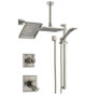 Build Delta Monitor 17 Series Pressure Balanced Shower System with Integrated Volume Control, Shower Head, Rain Shower and Hand Shower - Includes Rough-In Valves 1.75gpm - Brilliance Stainless