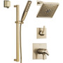 Delta Zura Pressure Balanced Shower System with Shower Head, Shower Arm, Hand Shower, Slide Bar, Hose, Valve Trim and MultiChoice Rough-In 1.75gpm - Champagne Bronze