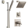 Delta Zura Pressure Balanced Shower System with Shower Head, Shower Arm, Hand Shower, Slide Bar, Hose, Valve Trim and MultiChoice Rough-In -  Brilliance Stainless