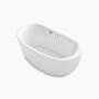 Kohler Sunstruck® 65-1/2" x 35-1/2" oval freestanding bath with Bask® heated surface and fluted shroud White