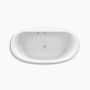 Kohler Sunstruck® 65-1/2" x 35-1/2" oval freestanding bath with Bask® heated surface and fluted shroud White
