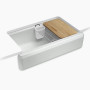  Kohler Riverby® 35-3/4" undermount single-bowl farmhouse workstation kitchen sink - Ice Grey
