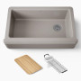 Kohler Riverby® 35-3/4" undermount single-bowl farmhouse workstation kitchen sink - Truffle