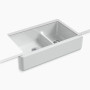Kohler Whitehaven® Smart Divide® 35-3/4" undermount double-bowl farmhouse kitchen sink - Ice Grey