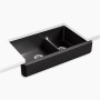 Kohler Whitehaven® Smart Divide® 35-1/2" undermount double-bowl farmhouse kitchen sink with short apron - Black Black