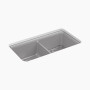 Kohler Cairn® 33-1/2" undermount double-bowl kitchen sink - Matte Grey