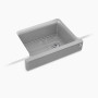 Kohler Cairn® 29-3/4" undermount single-bowl farmhouse kitchen sink with short apron - Matte Grey