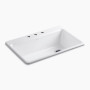 Kohler Riverby® 33" top-mount single-bowl workstation kitchen sink - White