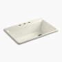 Kohler Riverby® 33" top-mount single-bowl workstation kitchen sink - Biscuit