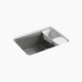Kohler Riverby® 27" undermount single-bowl workstation kitchen sink - Thunder Grey  