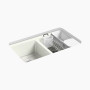 Kohler Riverby® 33" undermount double-bowl workstation kitchen sink - Dune