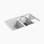 Kohler Riverby® 33" undermount double-bowl workstation kitchen sink - Ice Grey