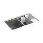 Kohler Riverby® 33" undermount double-bowl workstation kitchen sink - Thunder Grey